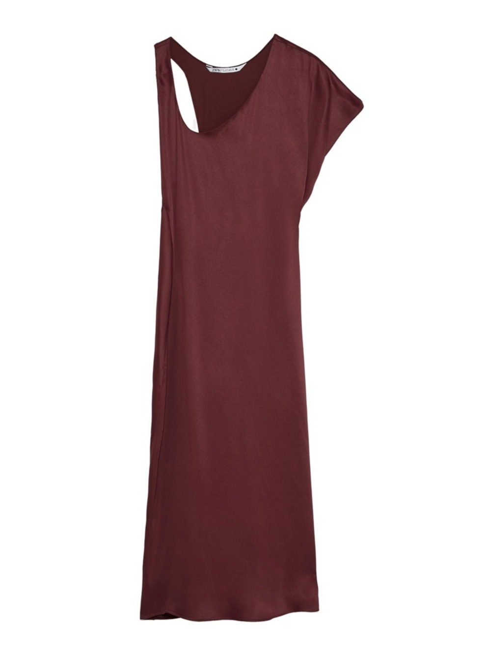 Zara Asymmetrical Wine Red Slip Dress